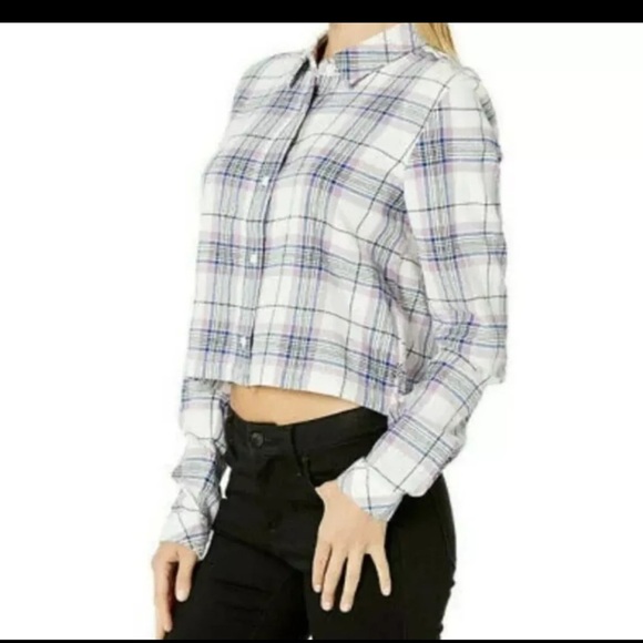 Vans Women’s Box Car Cropped Flannel Button Down Size XL - Picture 1 of 10